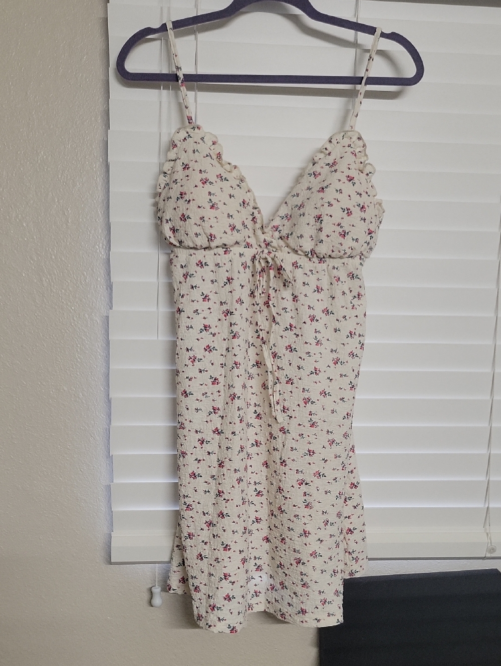 No Boundaries Cream Mini Dress with Pink & Blue Floral Print